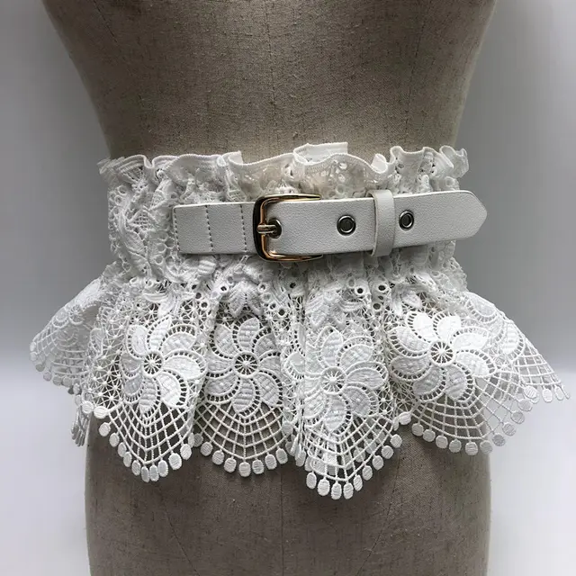 Ladies Wide Decorative White Shirt Dress Belt White - Shop at LoveMi