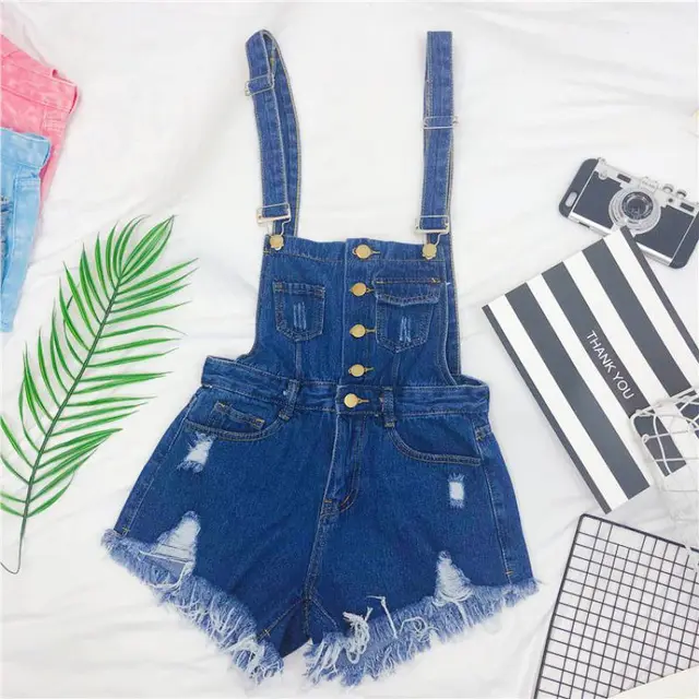 Korean Version Of Thin Shorts With Fringed Fringe Navy Blue - Shop at LoveMi