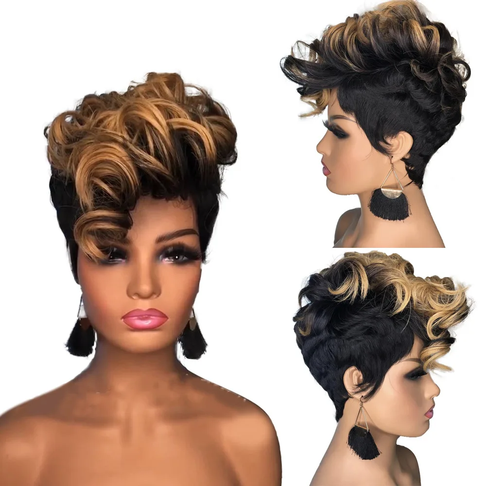 Ladies African Small Curly Hair Dyeing Short Curly Hair Wig Button Net Hair Cover Picture Color Sent To The Netw - Shop at LoveMi