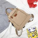 Super Korean Style Simple Girl Campus High School Student Schoolbag - Beige