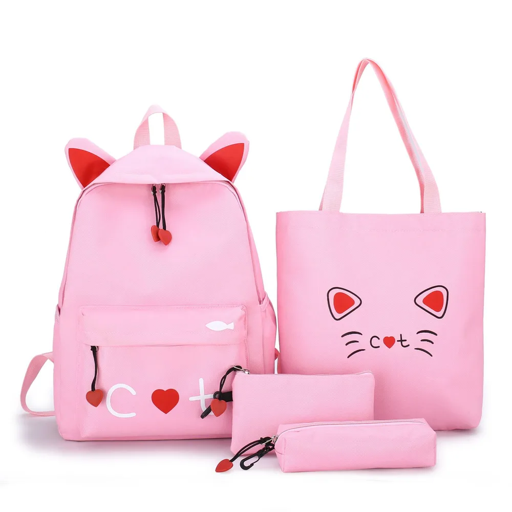 Schoolbag For Elementary School Students Four piece Large capacity Backpack Pink - Shop at LoveMi