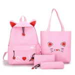 Schoolbag For Elementary School Students Four-piece Large-capacity Backpack - Pink