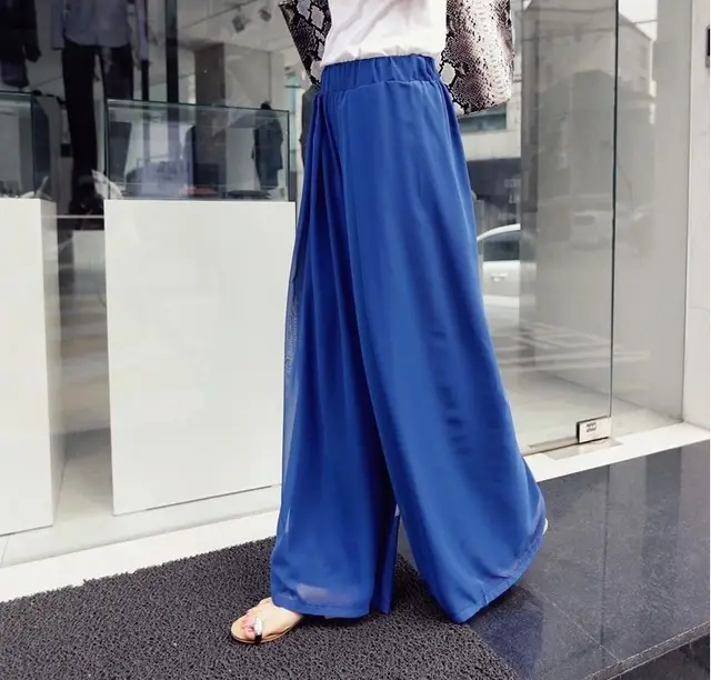 Oversized Chiffon Wide leg Pants Women's Casual Loose High waist Beach Pants 3Style - Shop at LoveMi