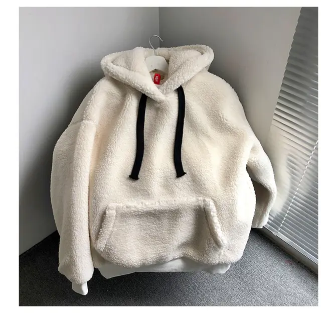 Faux Lamb Wool Sweater Women Autumn And Winter Plus Velvet Beige - Shop at LoveMi