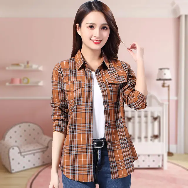 Long Sleeve Thin Sun Protection Shirt For Women Orange White - Shop at LoveMi