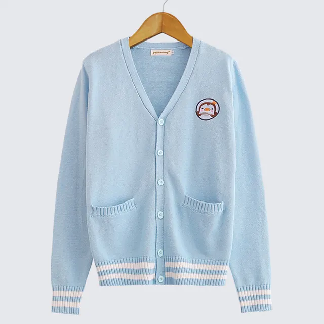 Penguin Baby Embroidery College Style Japan Soft Sister Blue - Shop at LoveMi