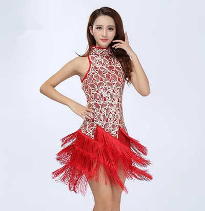New Style Latin Dance Costume With Embroidery Sequins Red - Shop at LoveMi