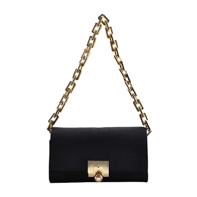 The New Thick Chain Underarm Bag Is Simple Black - Shop at LoveMi