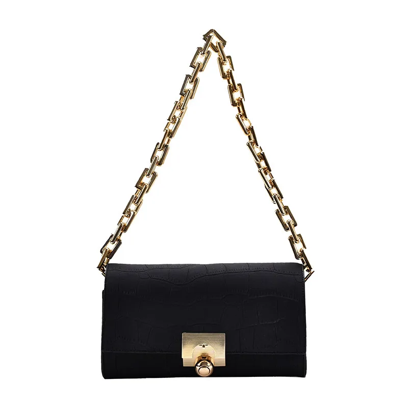 The New Thick Chain Underarm Bag Is Simple Black - Shop at LoveMi