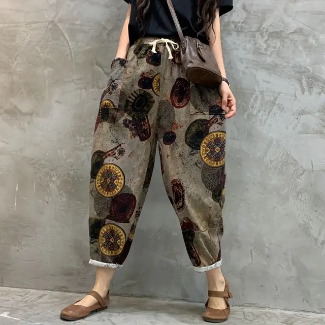 Women's Summer Cotton And Linen Harem Pants Loose Casual Women's Pants 1.Style - Shop at LoveMi