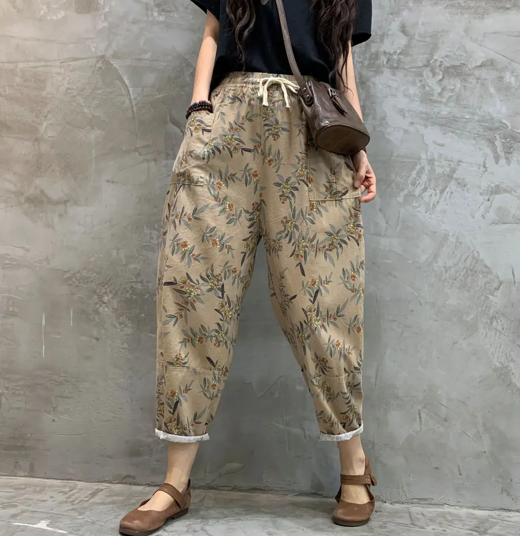 Women's Summer Cotton And Linen Harem Pants Loose Casual Women's Pants - 2.Style
