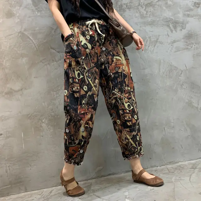 Women's Summer Cotton And Linen Harem Pants Loose Casual Women's Pants 7.Style - Shop at LoveMi