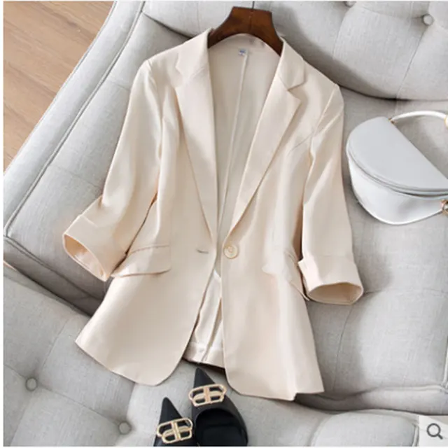 Suit Jacket Female Temperament Slim Slimming Suit Female Blouse Apricot - Shop at LoveMi