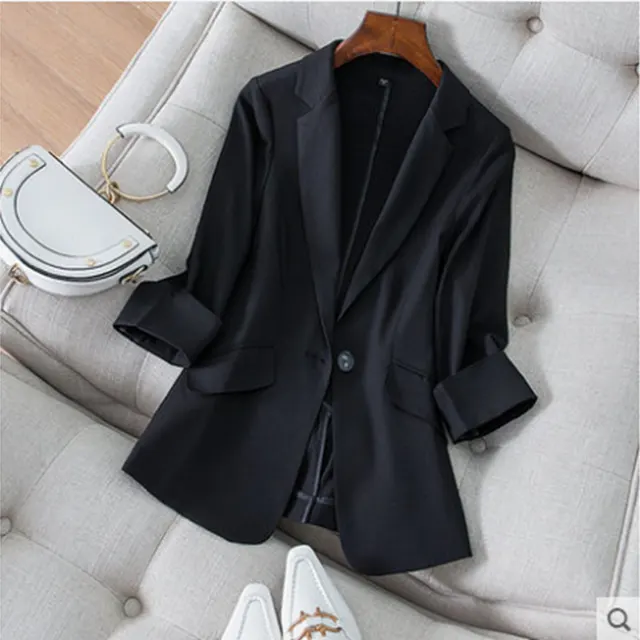 Suit Jacket Female Temperament Slim Slimming Suit Female Blouse Black - Shop at LoveMi