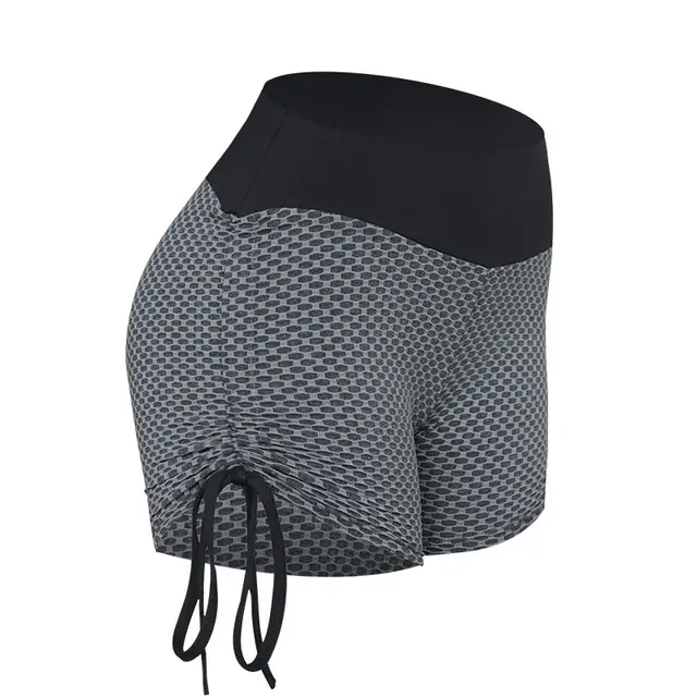 Fashionable Ladies Mesh Honeycomb Yoga Shorts - Dark Grey