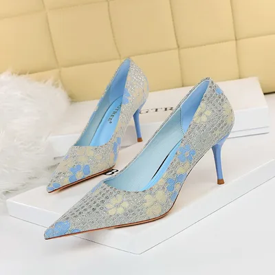 High Heels Stiletto All match Net Celebrity Girl Summer Shoes Blue - Shop at LoveMi