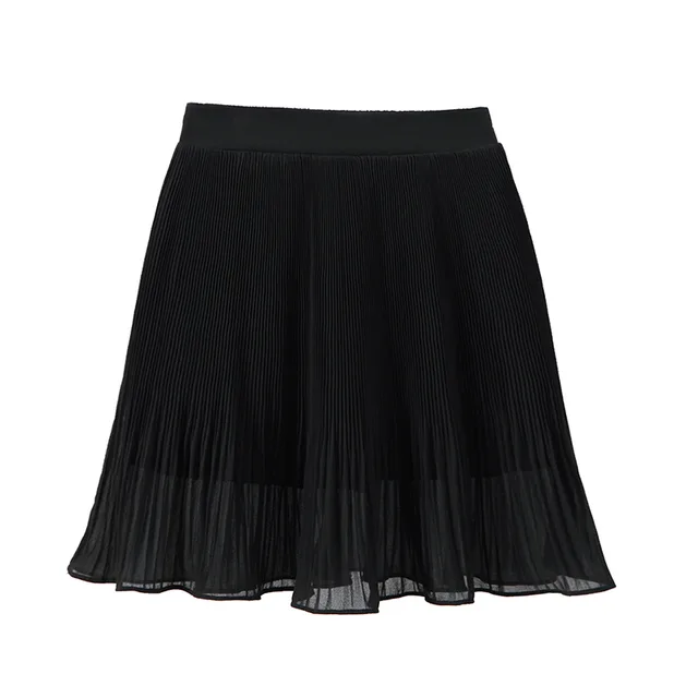 Pleated Skirt Short Skirt Floral Flavor A line Skirt Chiffon Skirt Black - Shop at LoveMi