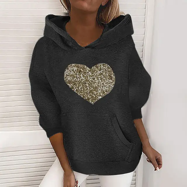 Loving Sequins Round Neck Sweater Black - Shop at LoveMi