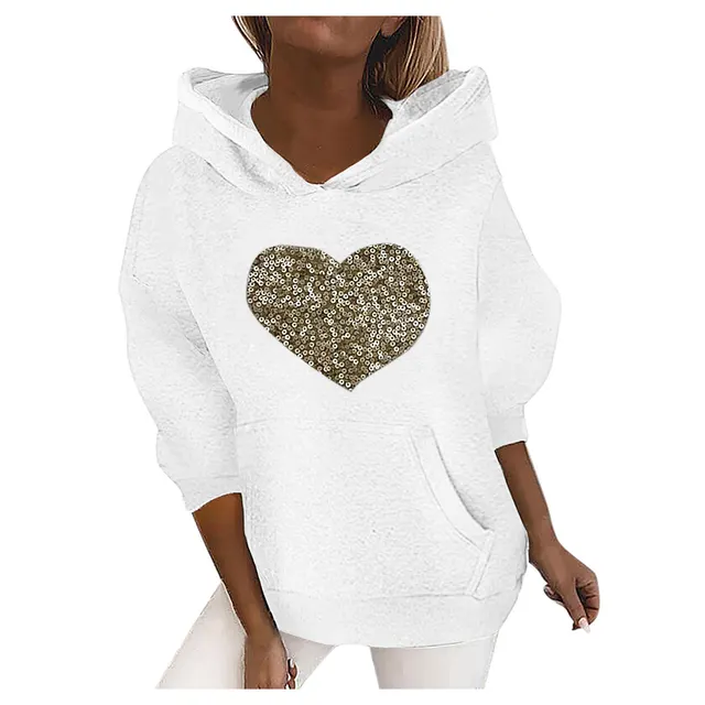 Loving Sequins Round Neck Sweater White - Shop at LoveMi