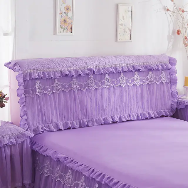 Korean Version Of The Princess Quilted Thickened Elastic All inclusive Bed Cover Bed Head Light Purple - Shop at LoveMi