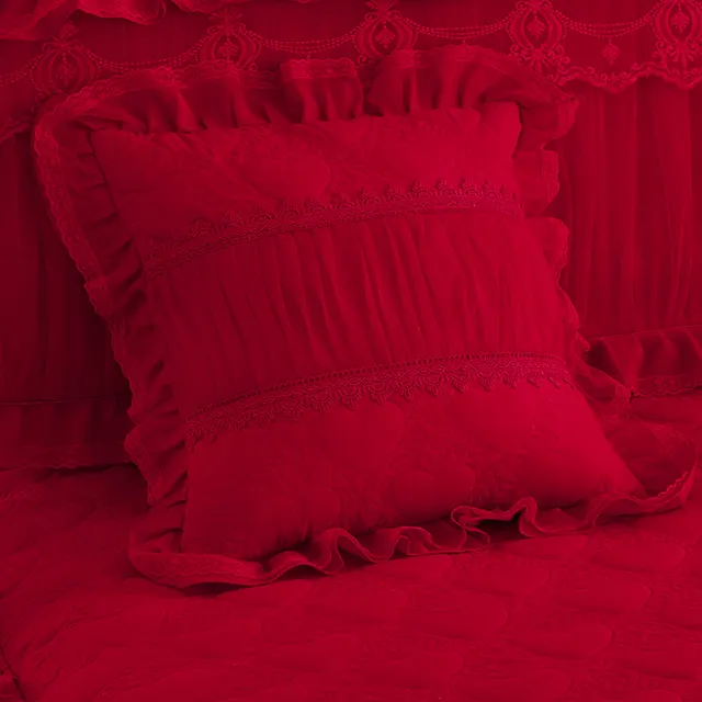 Lace Quilted Padded Pillowcase Red - Shop at LoveMi
