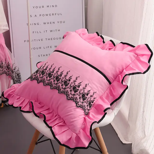 Lace Lace Square Pillowcase Without CoreCushion Cover And Pillowcase One Pair Set Medium Pink - Shop at LoveMi