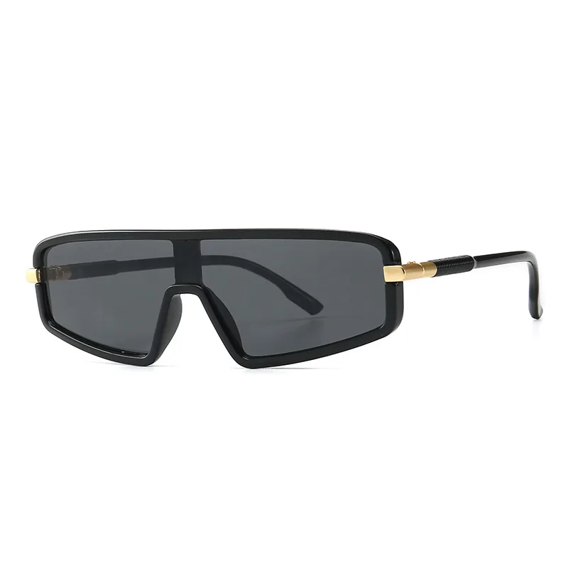 European And American Hot Style Modern Retro Flat Top All-in-one Sunglasses - C1 Black Grey