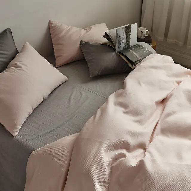 Dormitory Three 4 piece Sets Of Washed Cotton Pink - Shop at LoveMi