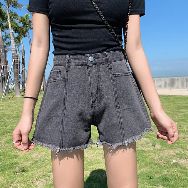 Women's Wide leg Denim Shorts Grey - Shop at LoveMi