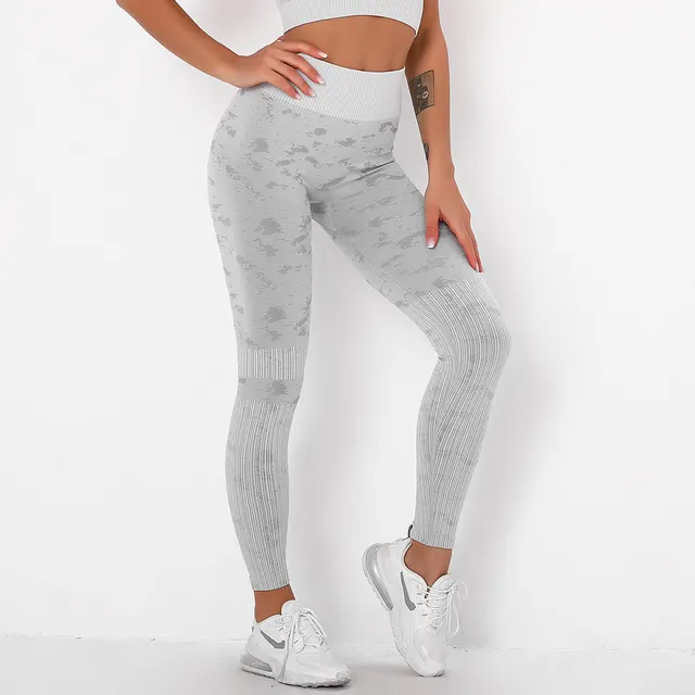 Seamless Quick drying Striped Yoga Fitness Pants Grey - Shop at LoveMi