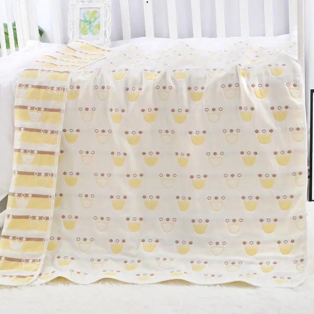 Cotton Six layer Gauze Towel Quilt Gauze Bath Towel Baby Blanket Hug Quilt Crown Gold - Shop at LoveMi