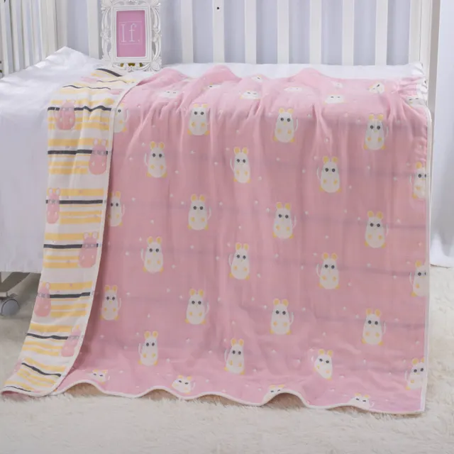 Cotton Six layer Gauze Towel Quilt Gauze Bath Towel Baby Blanket Hug Quilt Little Mouse Powder - Shop at LoveMi