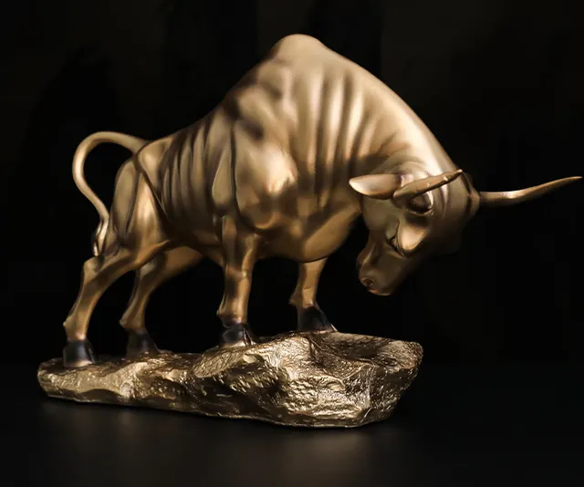 Modern Resin Statue Home Decoration Accessories Living Room Abstract Sculpture Desk Decoration Gift Bullish - Shop at LoveMi