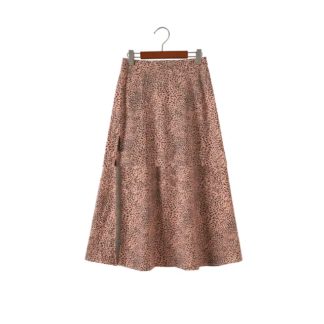 Women's Loose Long Skirt Thin A Line Skirt New Leopard Print Floral Skirt Pink - Shop at LoveMi