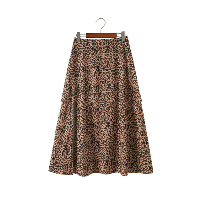Women's Loose Long Skirt Thin A Line Skirt New Leopard Print Floral Skirt Yellow - Shop at LoveMi