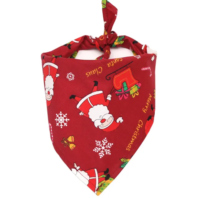 Pet Saliva Towel Cotton Triangle Scarf Dog Scarf Cat Bib Santa Claus Red - Shop at LoveMi
