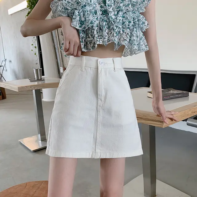A line Hip Skirt For Students Covering The Hips White - Shop at LoveMi