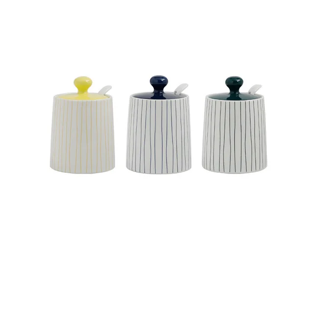Ceramic Seasoning Pot Set Kitchen MSG Salt Shaker Yellowgreenblue - Shop at LoveMi