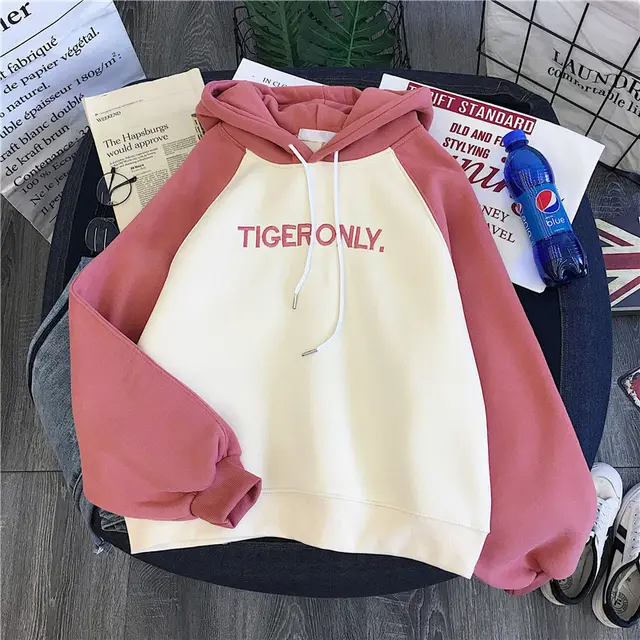 Sweater Female Korean Version Ins Student Plus Velvet Thick Loose Wild Pullover Hoodie Jacket Red - Shop at LoveMi