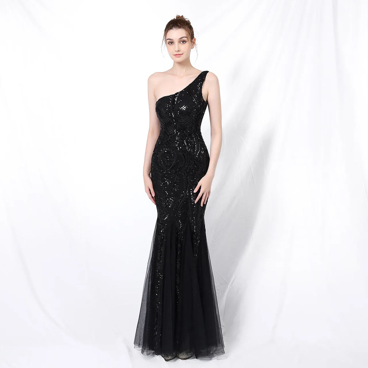 Dress Female Fairy Fantasy Ladies Party Party Party Evening Dress Sexy Long Section Was Thin Toast Bride - Black