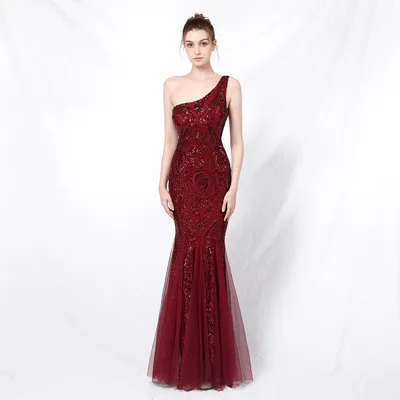 Dress Female Fairy Fantasy Ladies Party Party Party Evening Dress Sexy Long Section Was Thin Toast Bride Red - Shop at LoveMi