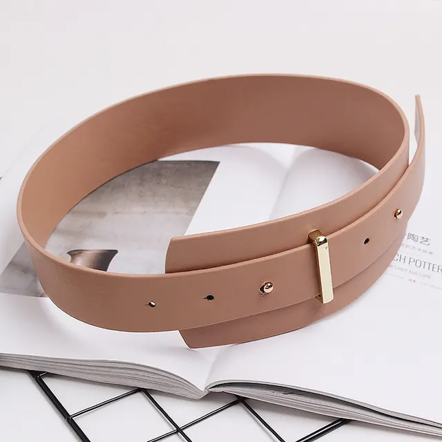 Waistband Girdle Waistband Decorated Dress With A Wide Waist And A Skirt Apricot - Shop at LoveMi