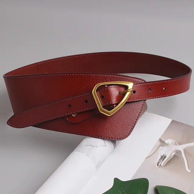 Belt With Shirt Dress Jacket Oblique Buckle Decoration Waist Seal Brown - Shop at LoveMi