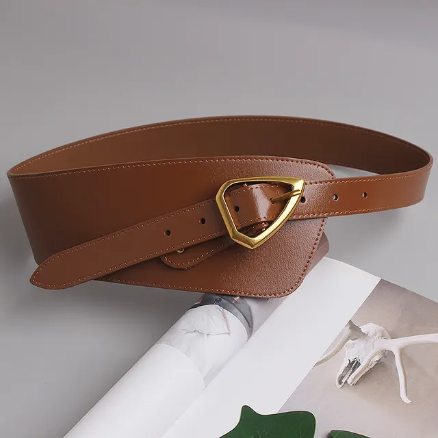 Belt With Shirt Dress Jacket Oblique Buckle Decoration Waist Seal Caramel - Shop at LoveMi