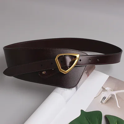 Belt With Shirt Dress Jacket Oblique Buckle Decoration Waist Seal Coffee - Shop at LoveMi