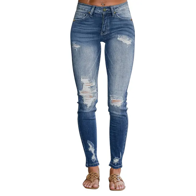 New Gradient Ripped High Waist Women's Cropped Jeans Sky Blue78302 - Shop at LoveMi