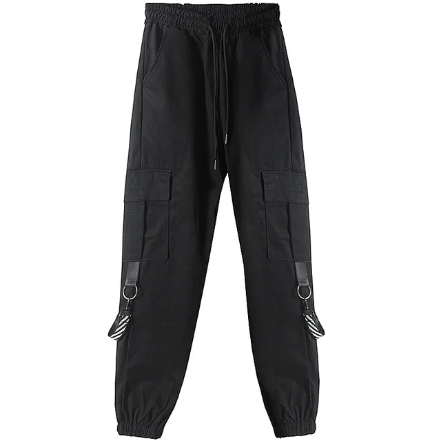 Fashionable Elastic High waisted Streamer Overalls Black - Shop at LoveMi