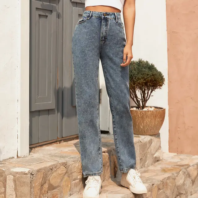 Fashion European And American Retro All match Wash Denim Trousers High Waist Women's Trousers Blue - Shop at LoveMi