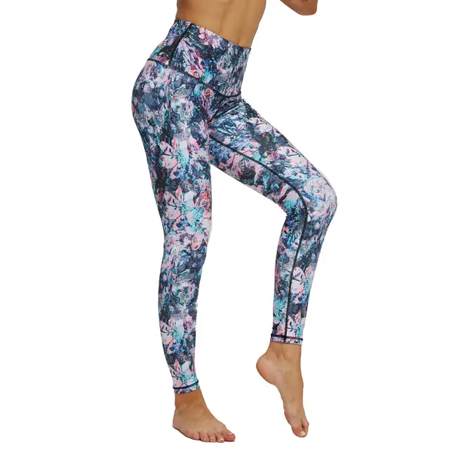 European And American New High waist Hip lifting Yoga Pants Women's Printed Pocket Stretch Slim Leggings Sports Fitness Nine point Pants - Shop at LoveMi
