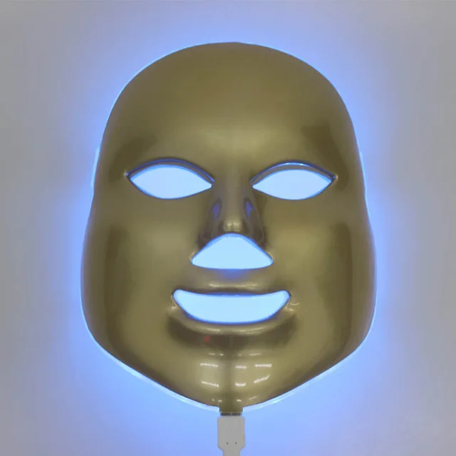 Beauty Instrument Beauty Red Purple Light Photon Skin Rejuvenation Mask Instrument Household Acne Spectrometer Face Gold - Shop at LoveMi